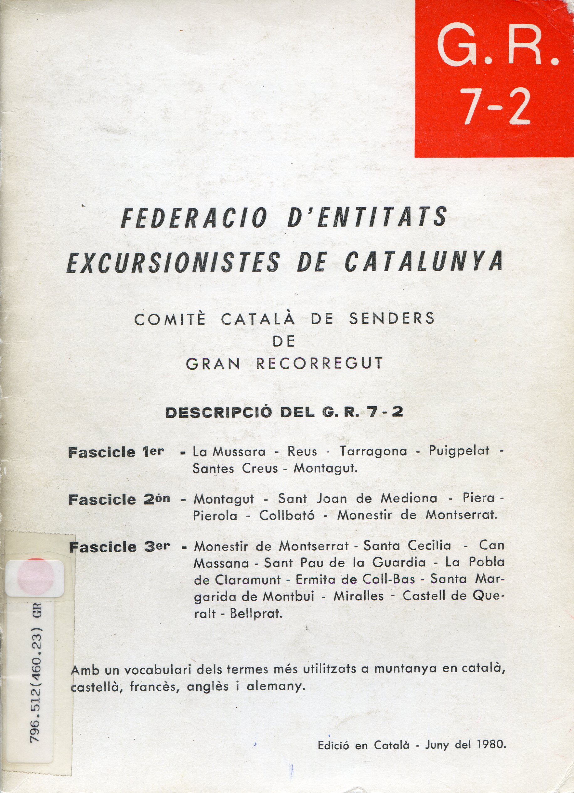 G.R. 7-2 : Descripció del G. R. 7-2 - Portada
